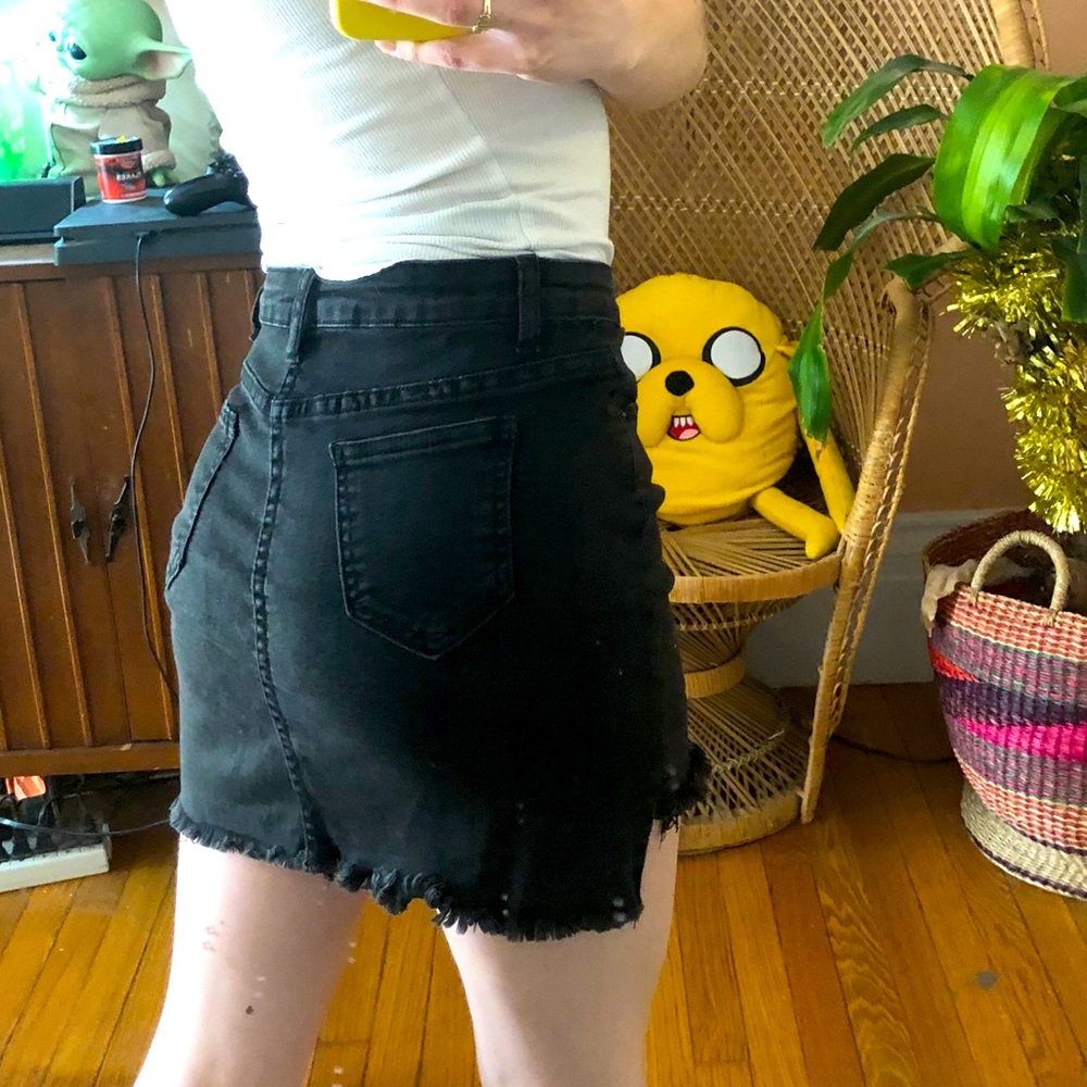 Black denim skirt